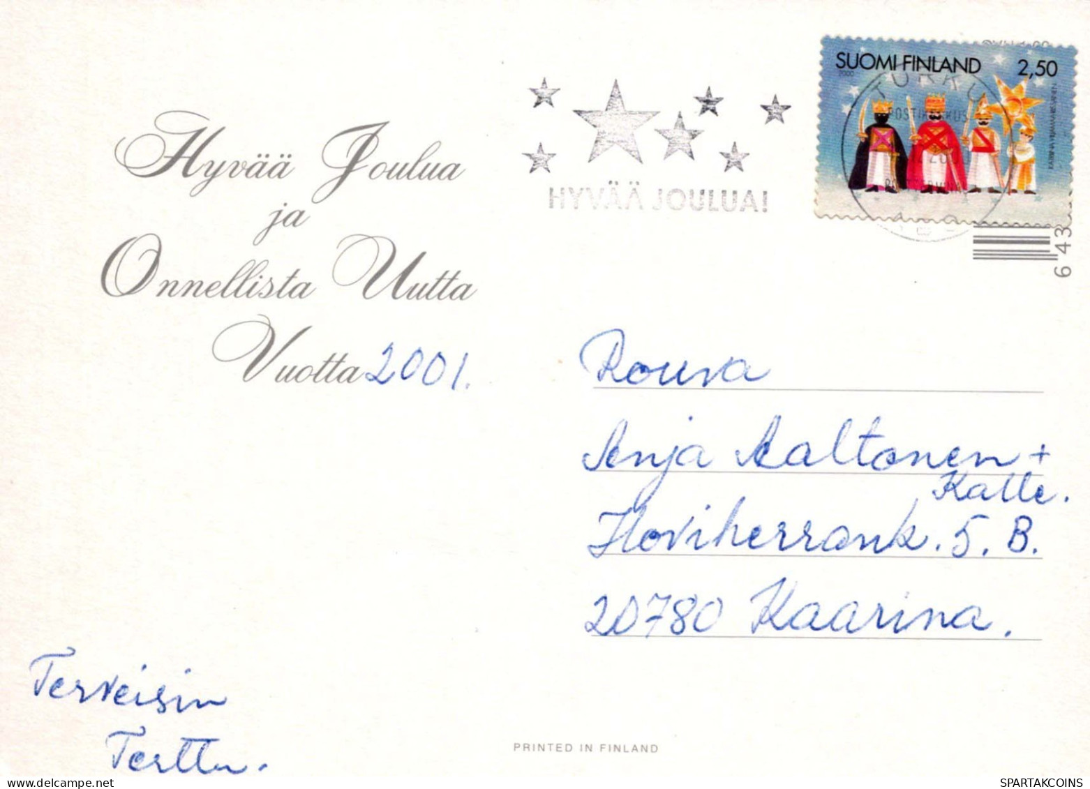 PAPÁ NOEL Feliz Año Navidad CIERVOS Vintage Tarjeta Postal CPSM #PBB165.ES - Santa Claus