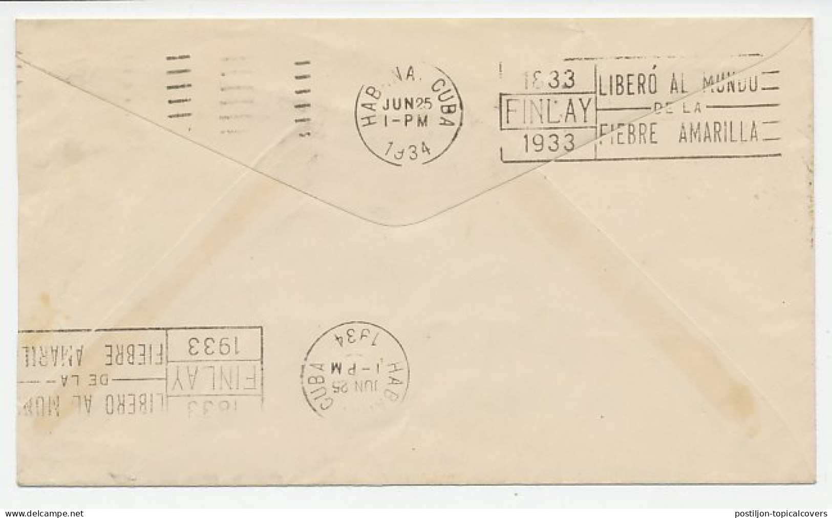 Cover / Postmark USA 1933 Arrival Postmark Cuba: Finlay - Yellow Fever - Otros & Sin Clasificación