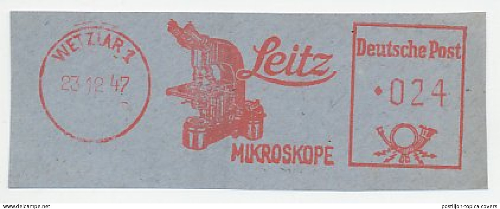 Meter Cut Deutsche Post / Germany 1947 Microscope - Leitz - Autres & Non Classés