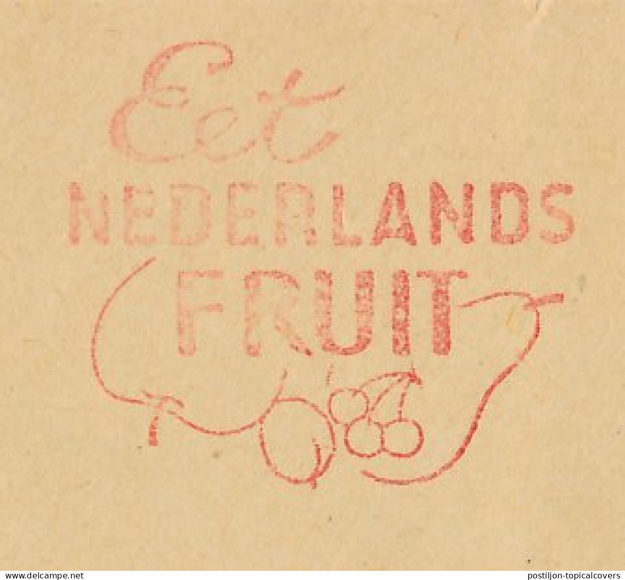 Meter Cover Netherlands 1954 Apple - Pear - Cherries - Eat Dutch Fruit - Arnhem - Frutta