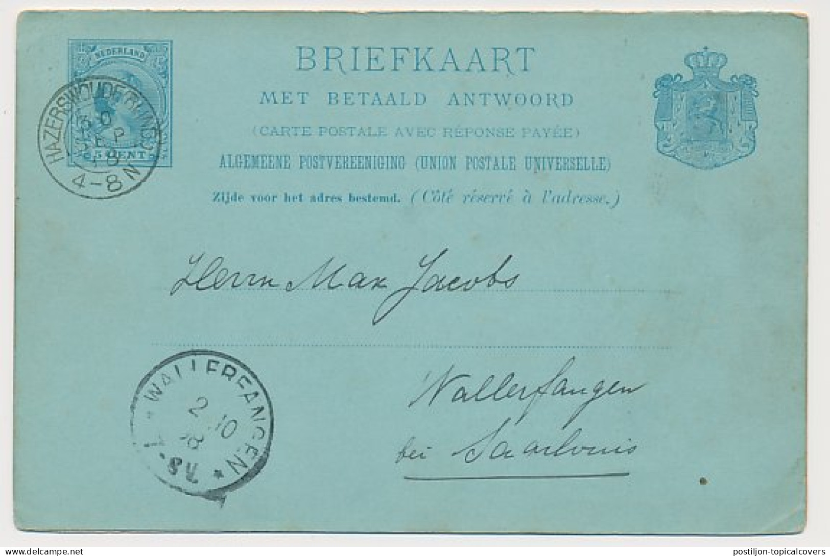 Kleinrondstempel Hazerswoude (Rijnd:) 1894  - Zonder Classificatie