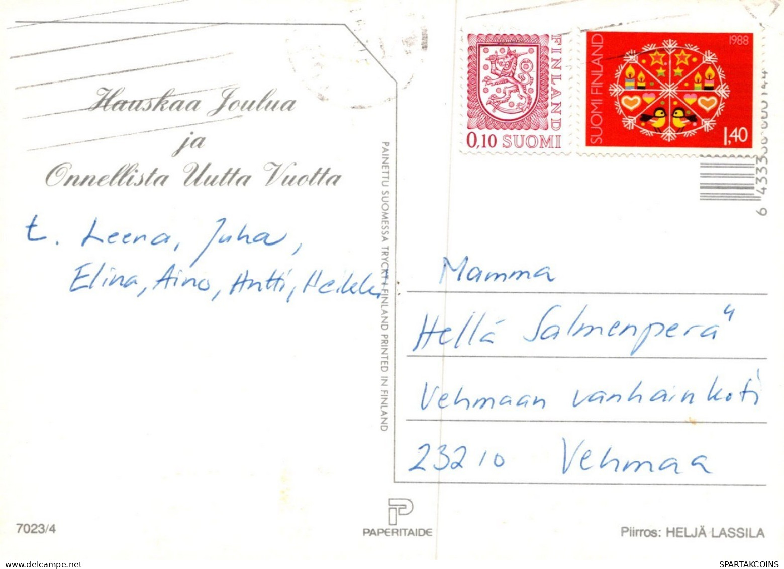 PAPÁ NOEL PERRO NAVIDAD Fiesta Vintage Tarjeta Postal CPSM #PAK895.ES - Santa Claus