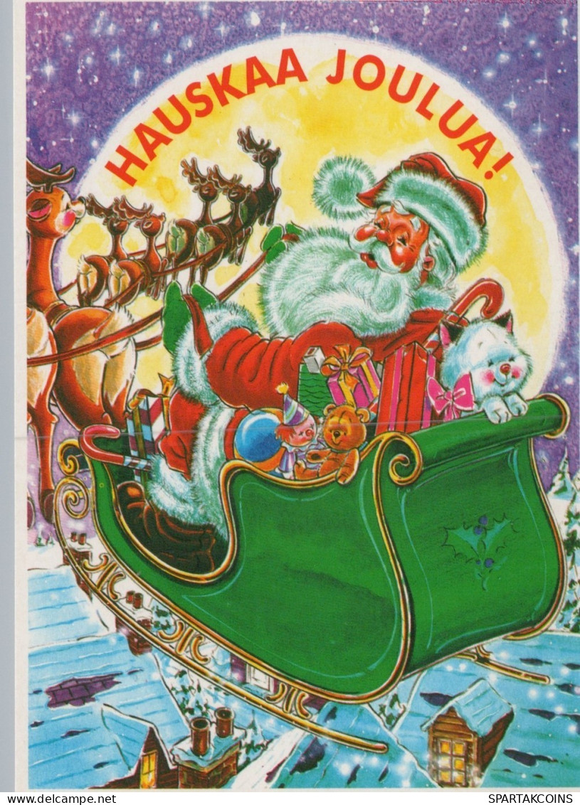 PAPÁ NOEL Animales NAVIDAD Fiesta Vintage Tarjeta Postal CPSM #PAK755.ES - Santa Claus