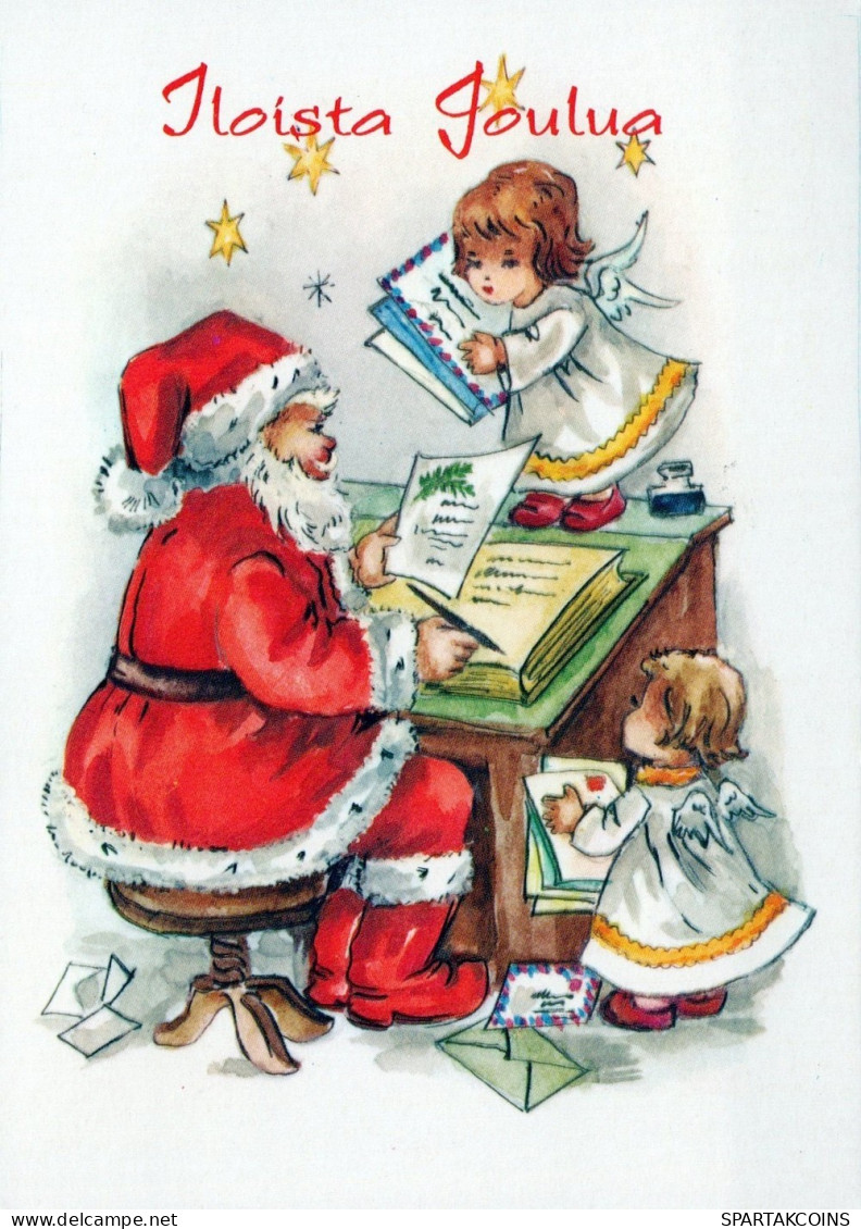 PAPÁ NOEL ÁNGELES NAVIDAD Vintage Tarjeta Postal CPSM #PAK136.ES - Santa Claus