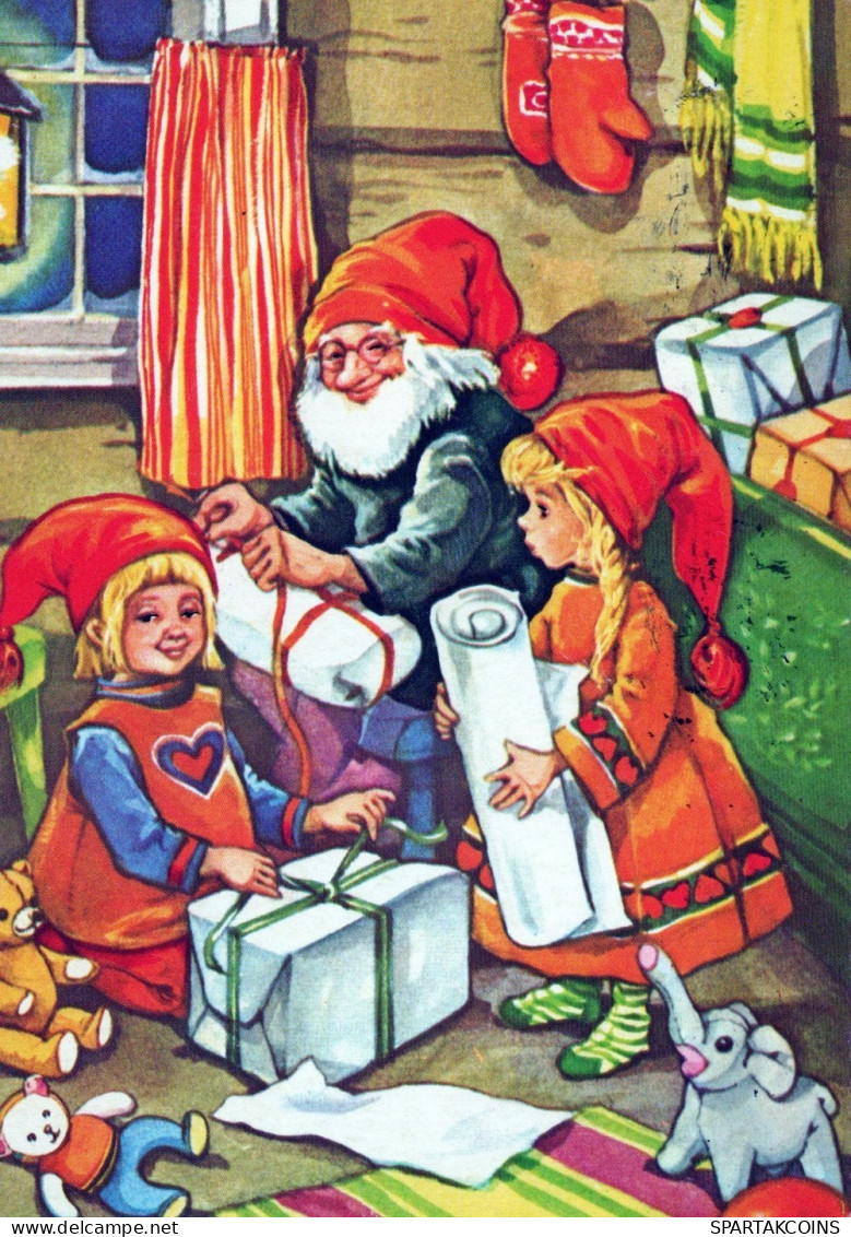 PAPÁ NOEL NIÑO NAVIDAD Fiesta Vintage Tarjeta Postal CPSM #PAK283.ES - Santa Claus