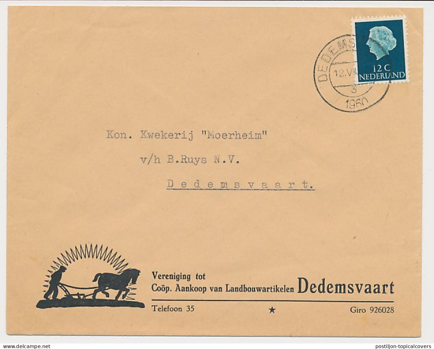 Firma Envelop Dedemsvaart 1960 - Landbouwartikelen - Ploegen - Non Classés