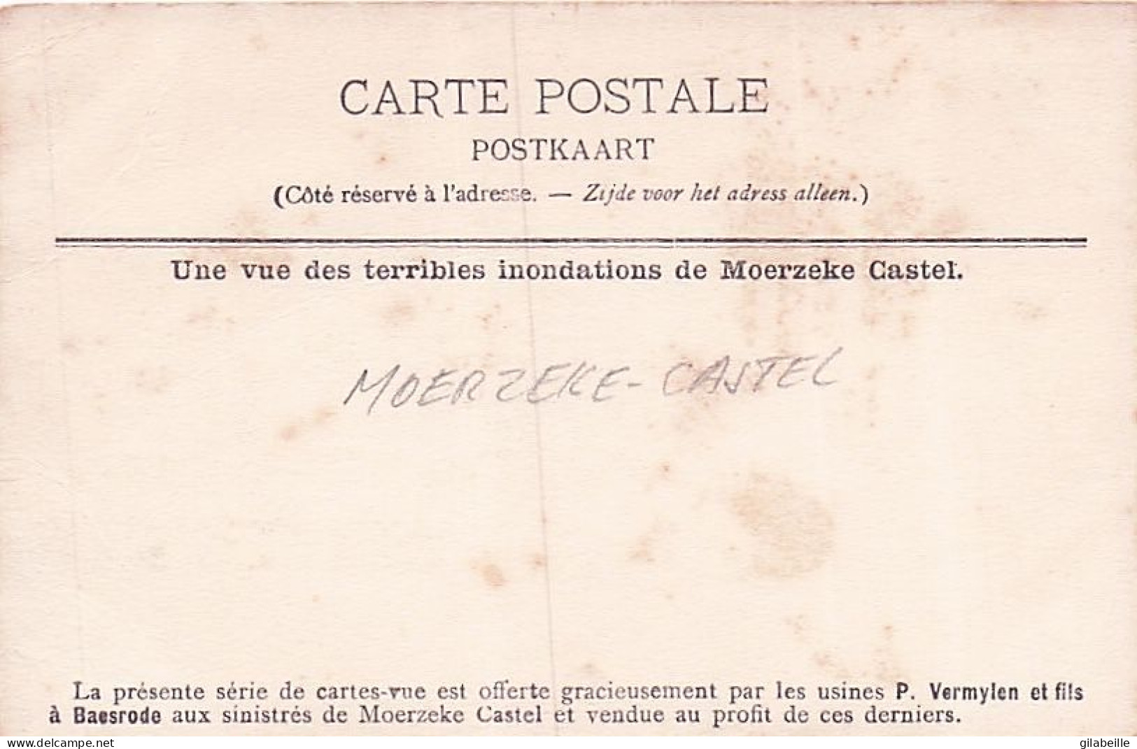 MOERZEKE -CASTEL  Overstroomingen Van Maart 1906 - Inondations De Mars 1906 - Interieur De Castel A Marée Basse - Hamme