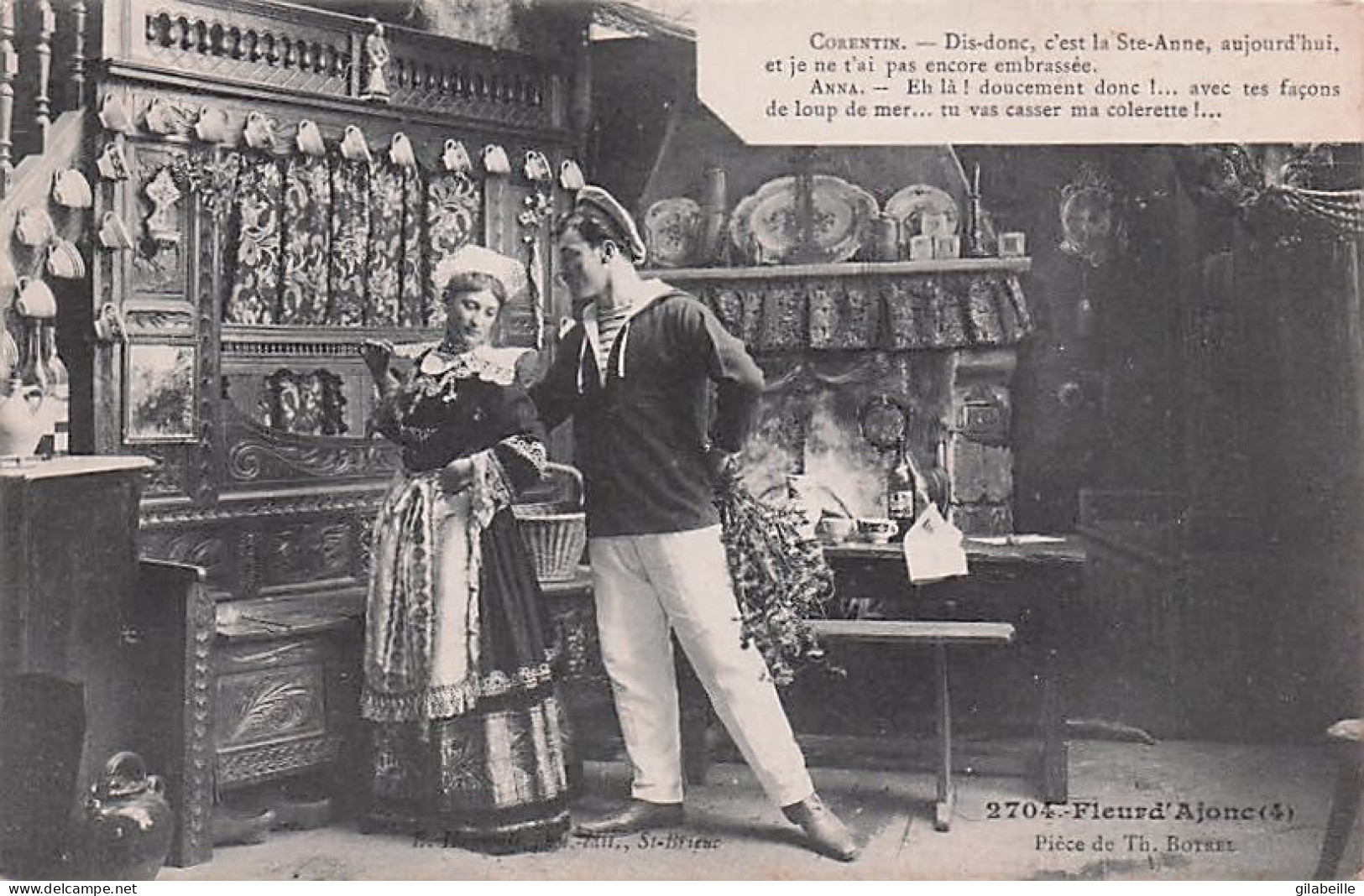 Theatre - Fleur d' Ajonc - Pièce de Th. Botrel - lot 8 cartes - 1909