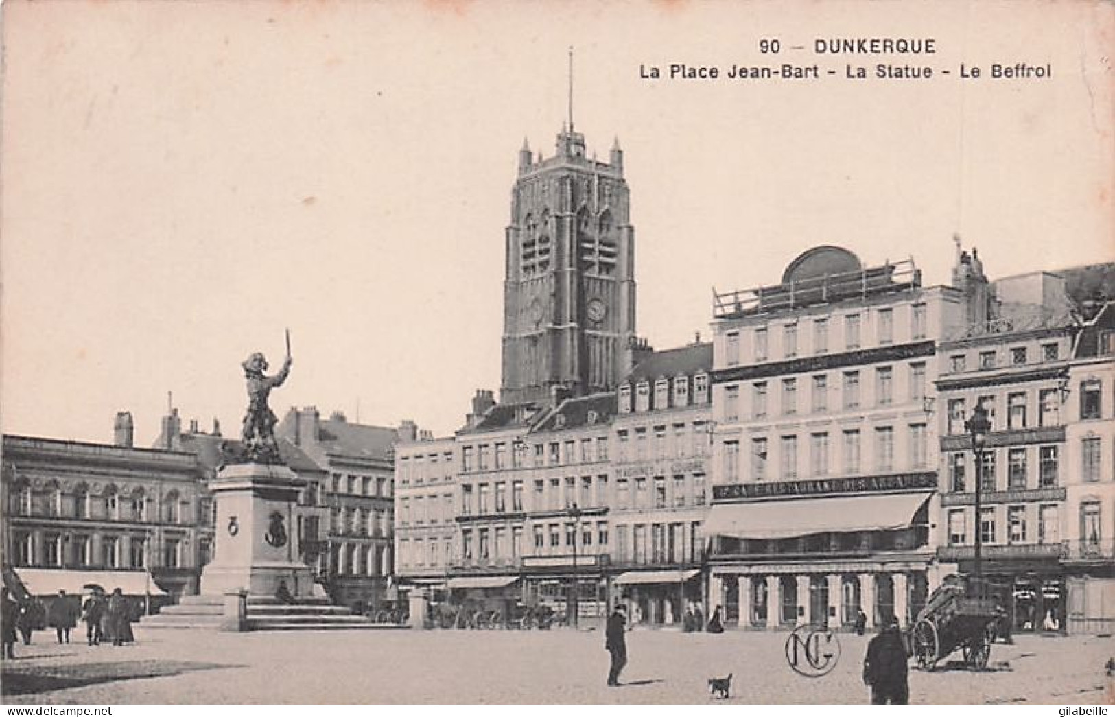 59 - Dunkerque - La Place Jean Bart - La Statue - Le Beffroi - Dunkerque