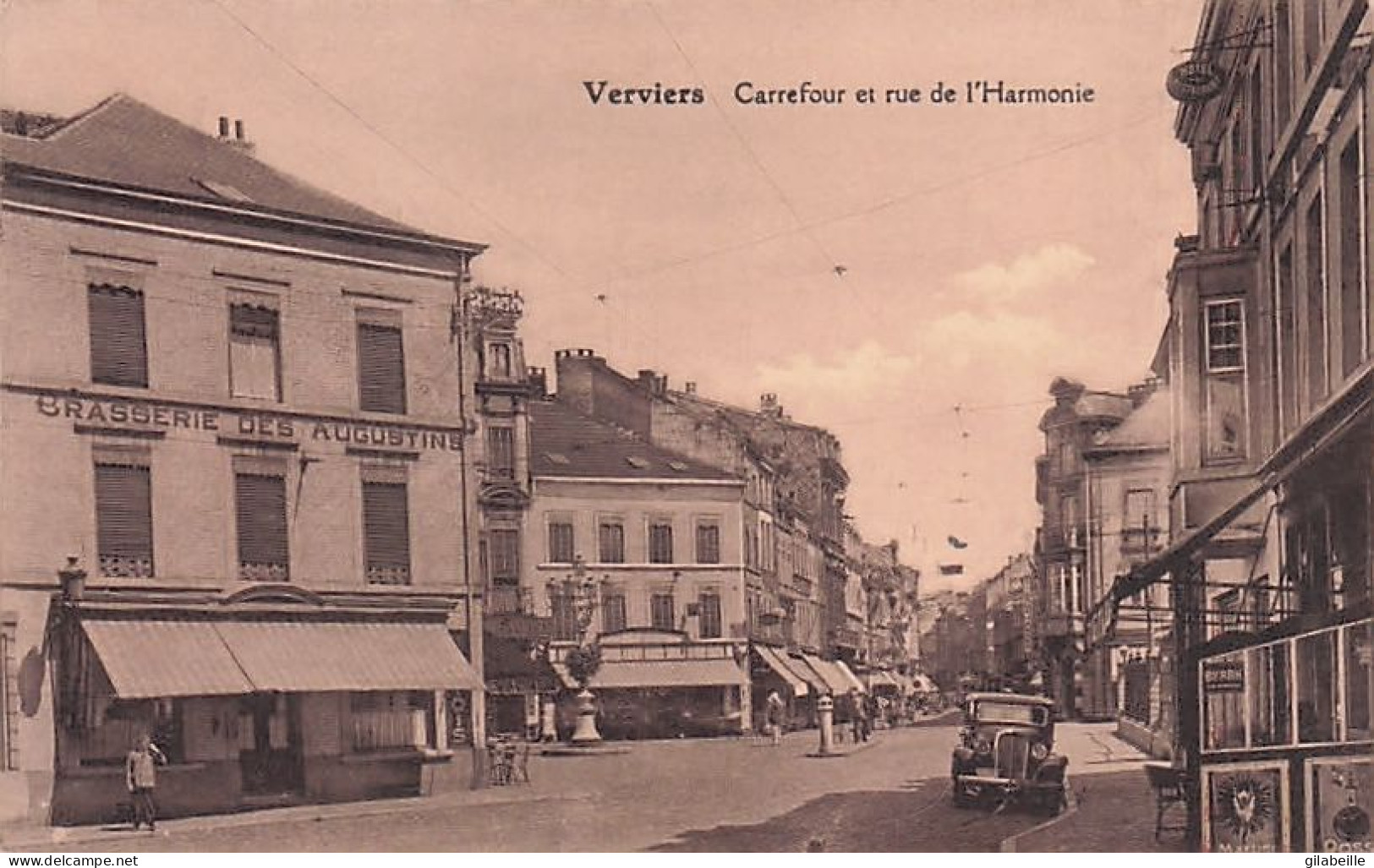 VERVIERS - Carrefour Et Rue De L'Harmonie - Brasserie Des Augustins - 1939 - Verviers