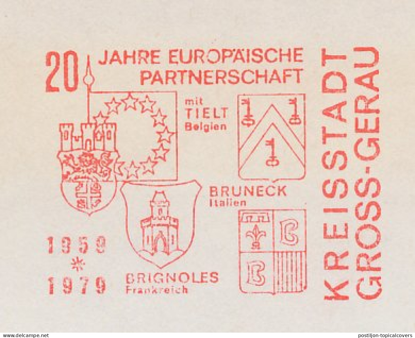 Meter Cover Germany 1979 20 Years European Partnership - Institutions Européennes