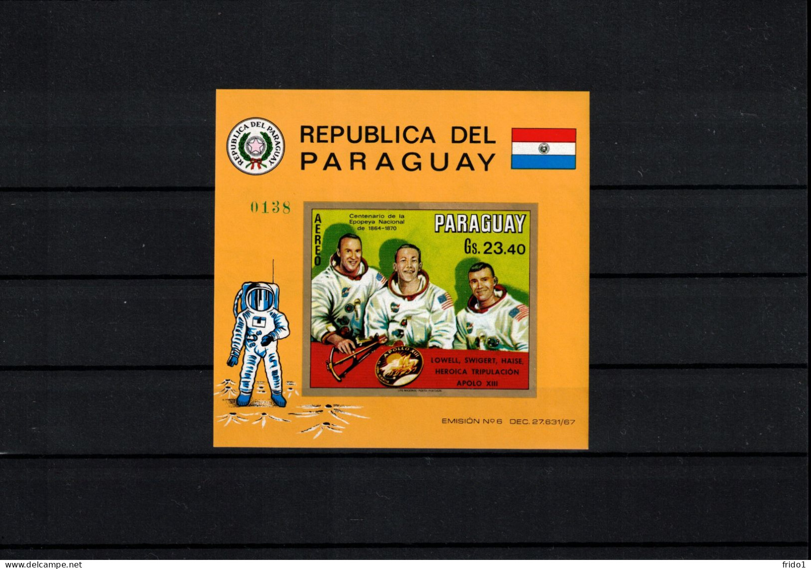 Paraguay 1970 Space / Weltraum Apollo 13 Block Postfrisch / MNH - Zuid-Amerika