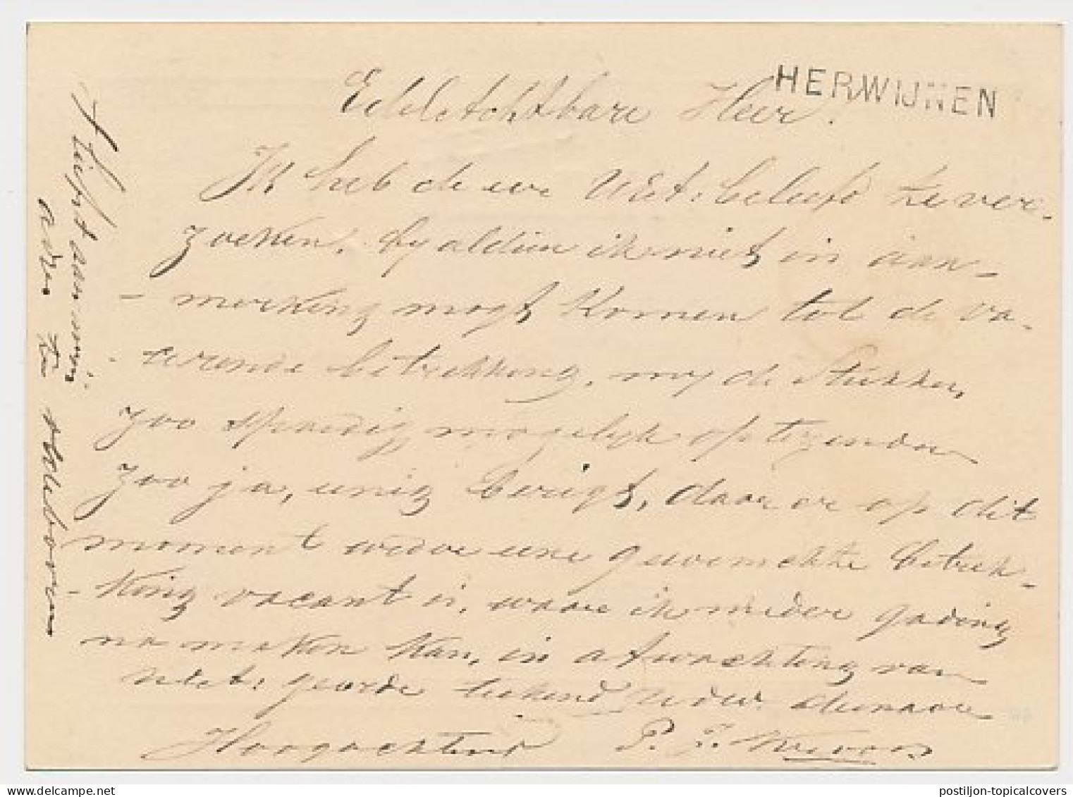 Oldeboorn - Trein Takjestempel Zutphen - Leeuwarden 1874 - Briefe U. Dokumente