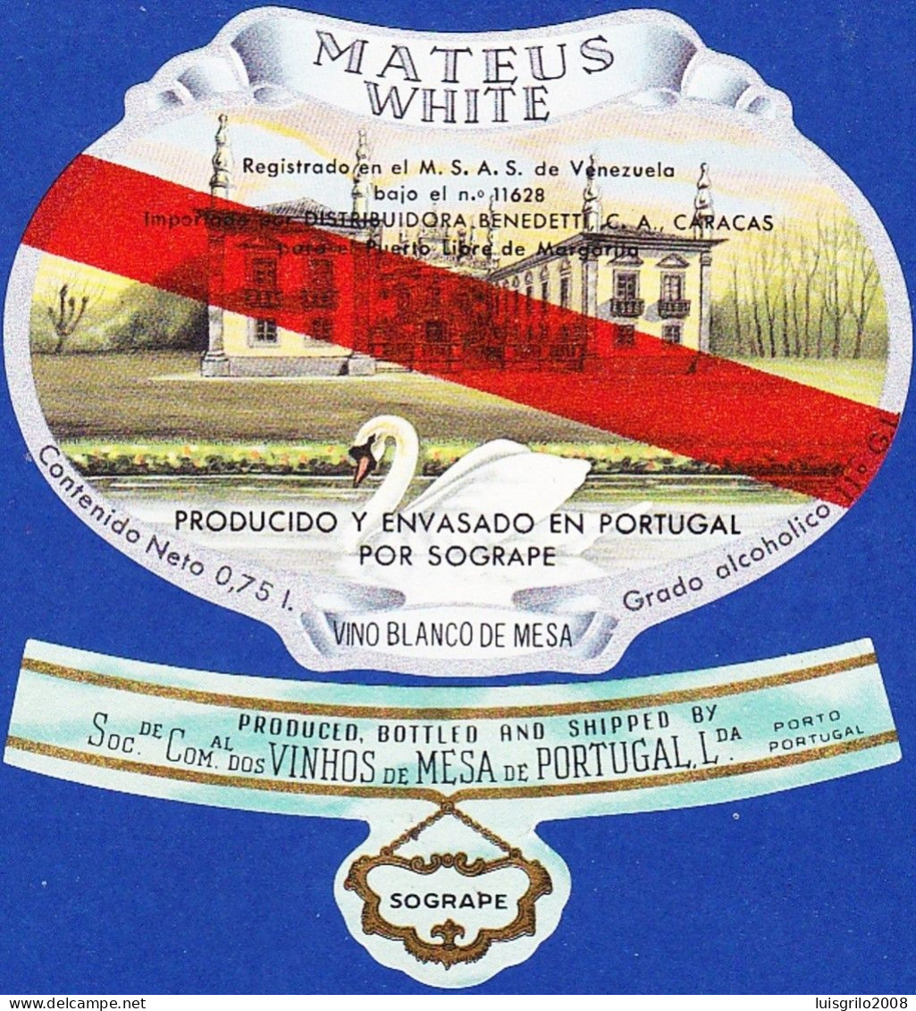 Wine Label, Portugal -  MATEUS WHITE Vino Blanco De Mesa -|- Sogrape - Autres & Non Classés