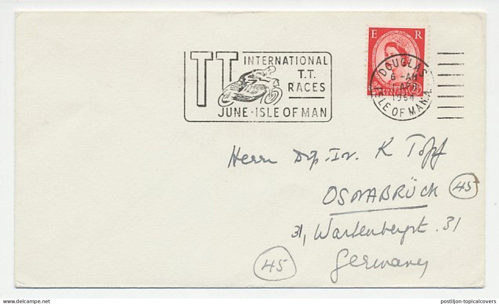 Cover / Postmark Isle Of Man 1964 TT Races - Motor Race - Motorbikes