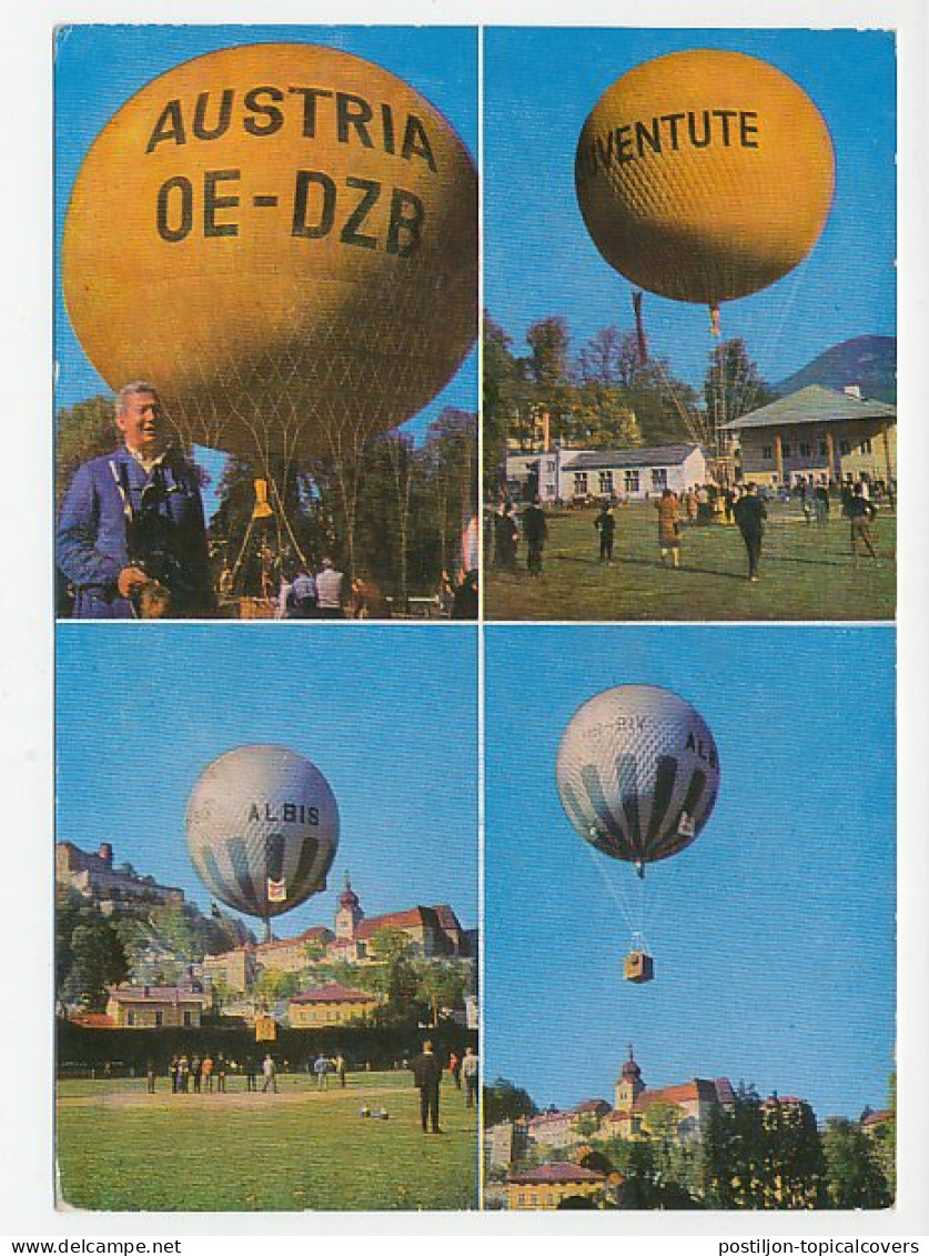 Registered Postcard / Postmark Austria 1964 Air Balloon - Garden Show - Airplanes