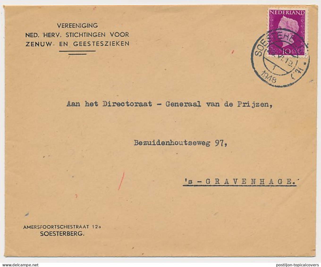 Envelop Soesterberg 1948 - Ned. Herv. Stichting Geesteszieken  - Ohne Zuordnung