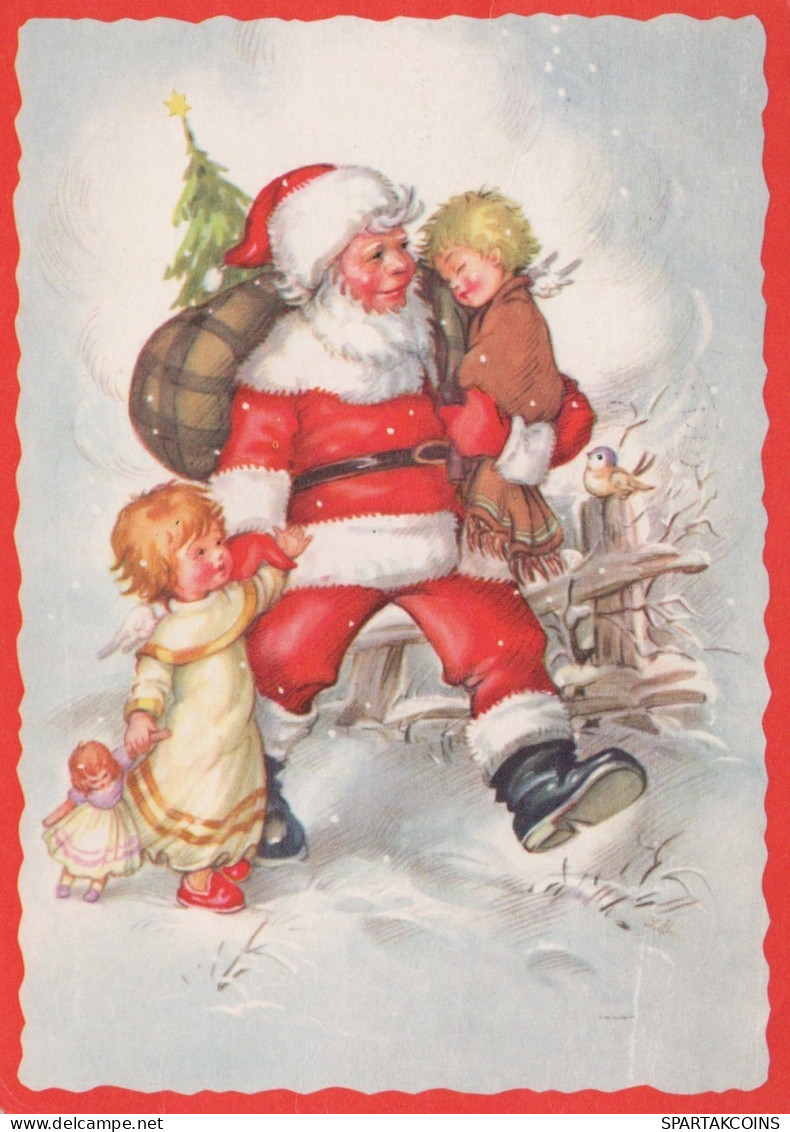 PÈRE NOËL ANGES NOËL Vintage Carte Postale CPSM #PAK137.FR - Santa Claus