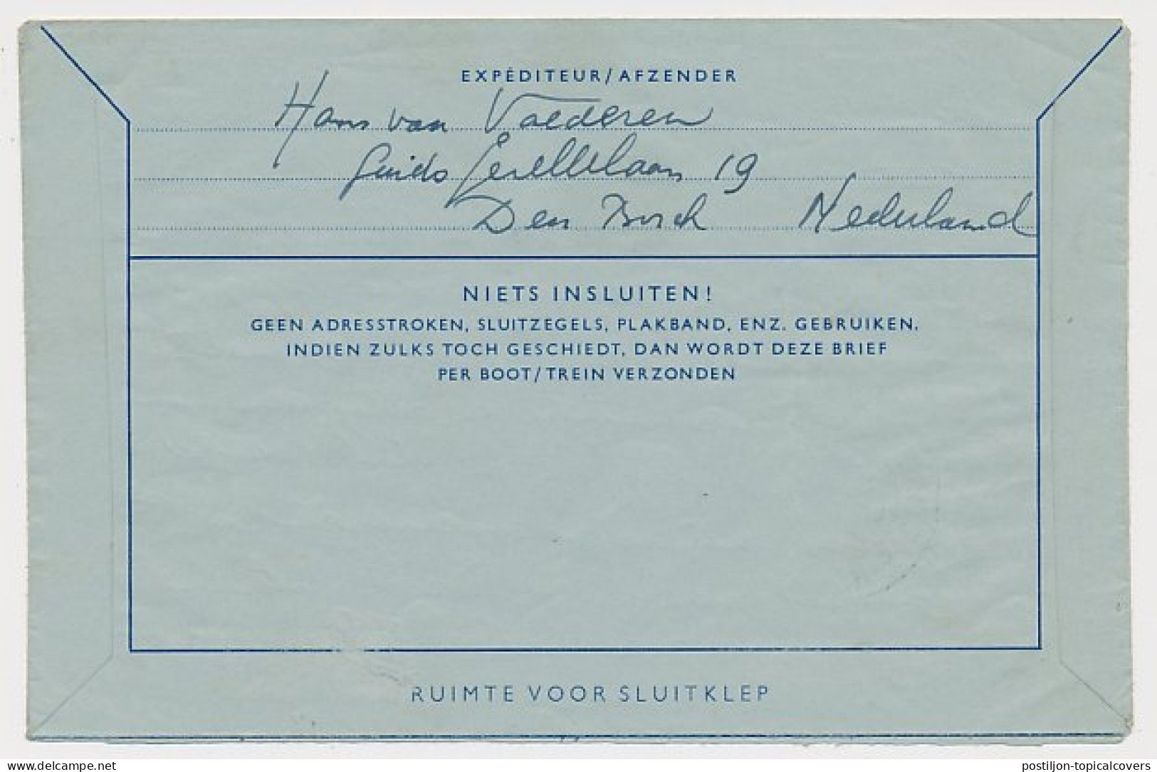 Luchtpostblad G. 15 S Hertogenbosch - Wenen Oostenrijk 1962 - Postwaardestukken