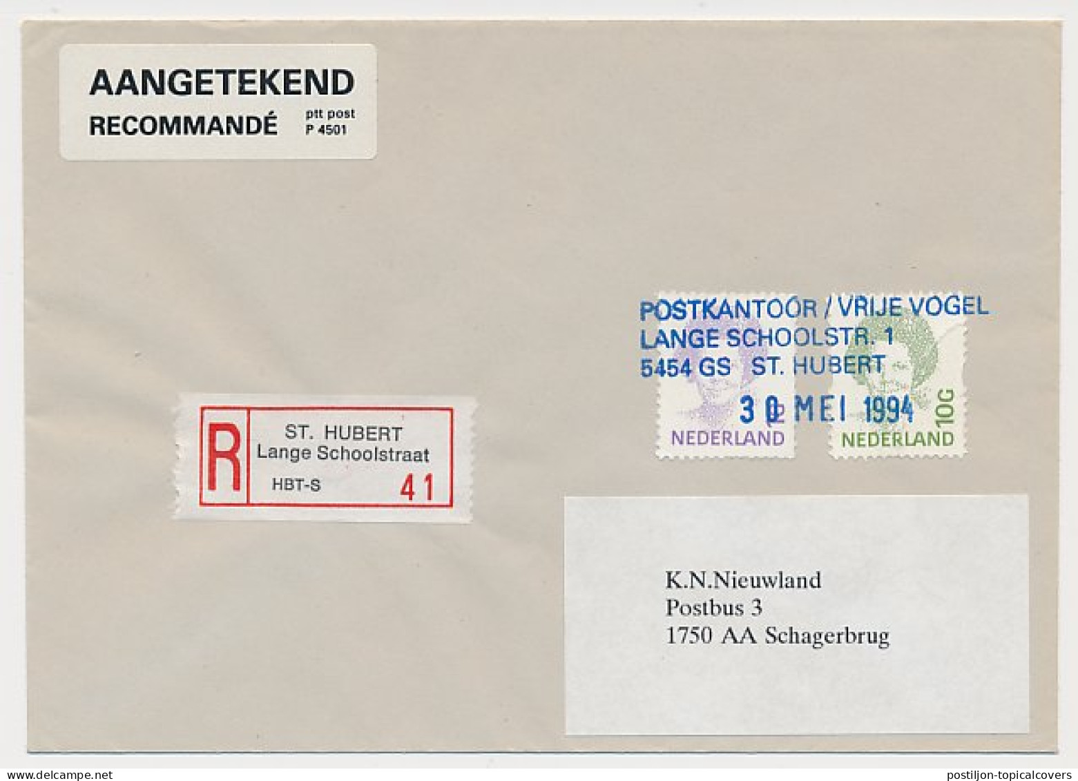 MiPag / Mini Postagentschap Aangetekend St. Hubert 1994 - Non Classés
