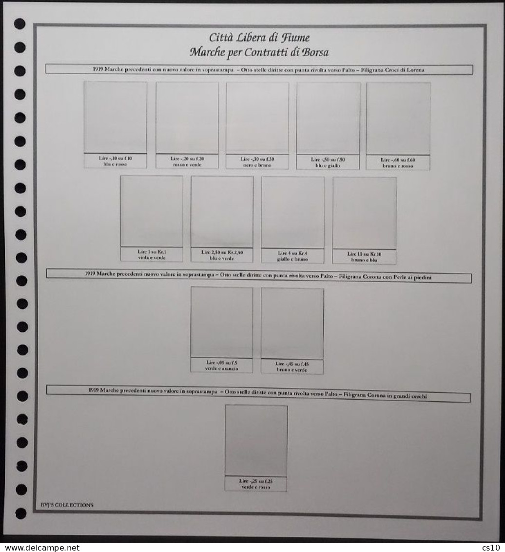 CITTA' LIBERA DI FIUME - Marche Per Contratti Di Borsa - Raccolta Fogli D'Album Standard 22 Anelli Con Taschine - Presentation Packs
