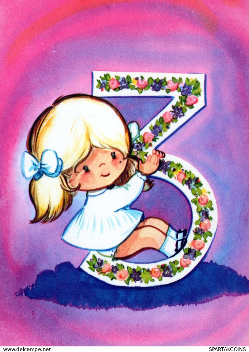 HAPPY BIRTHDAY 3 Year Old GIRL Children Vintage Postcard CPSM Unposted #PBU090.GB - Cumpleaños