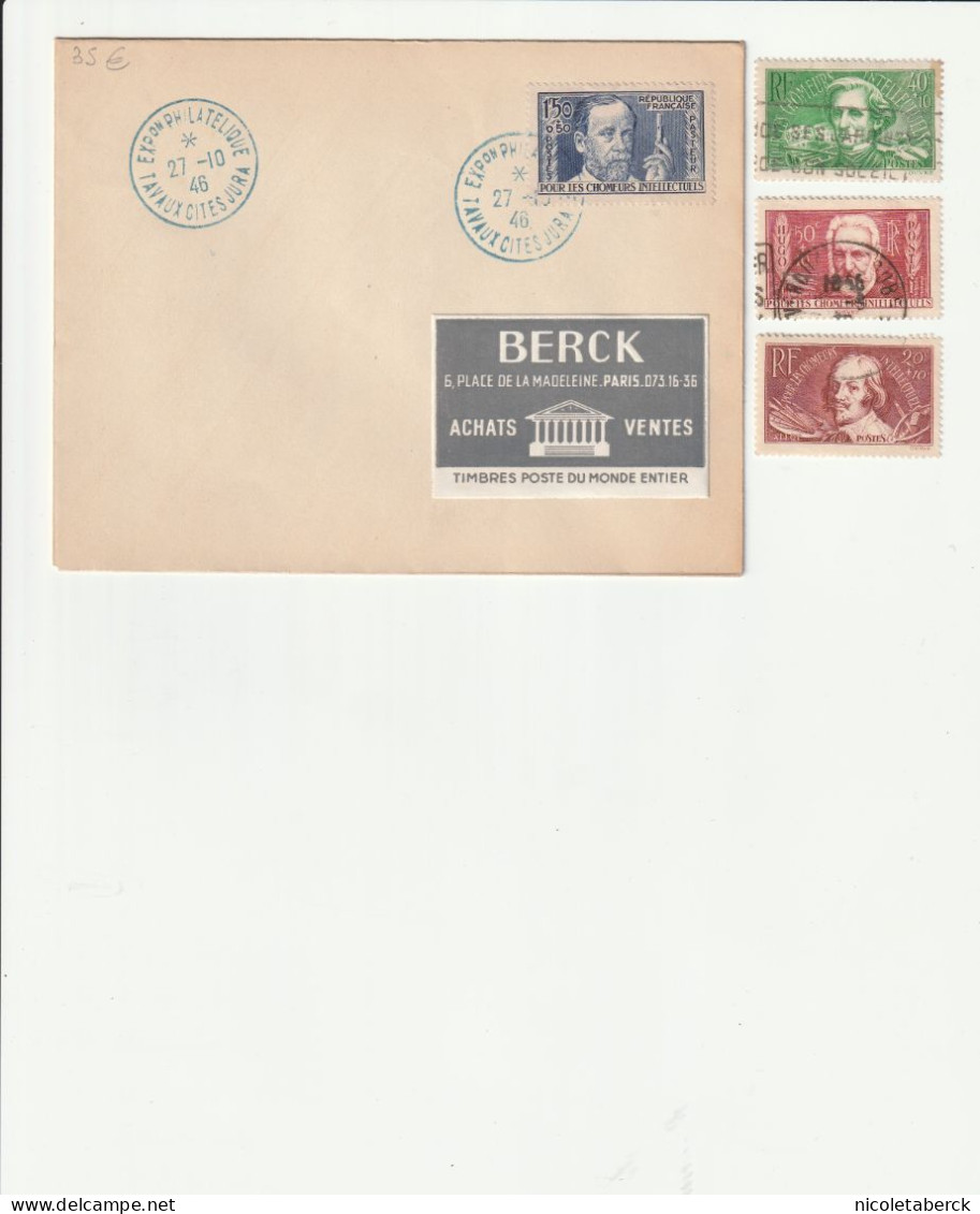N° 333, Obl: Exposition Philatélique Jura Tavaux Cites . Collection BERCK. Rare. + Cadeau N° 330/2 - Lettres & Documents