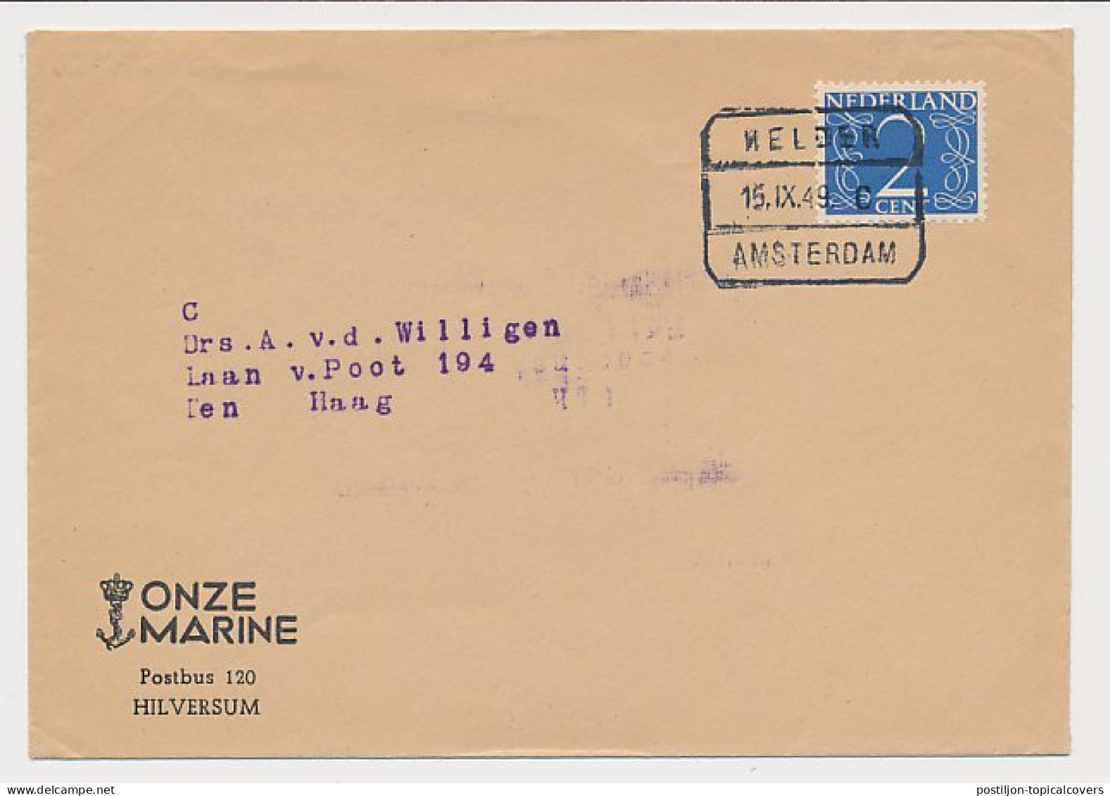 Treinblokstempel : Helder - Amsterdam C 1949 - Unclassified