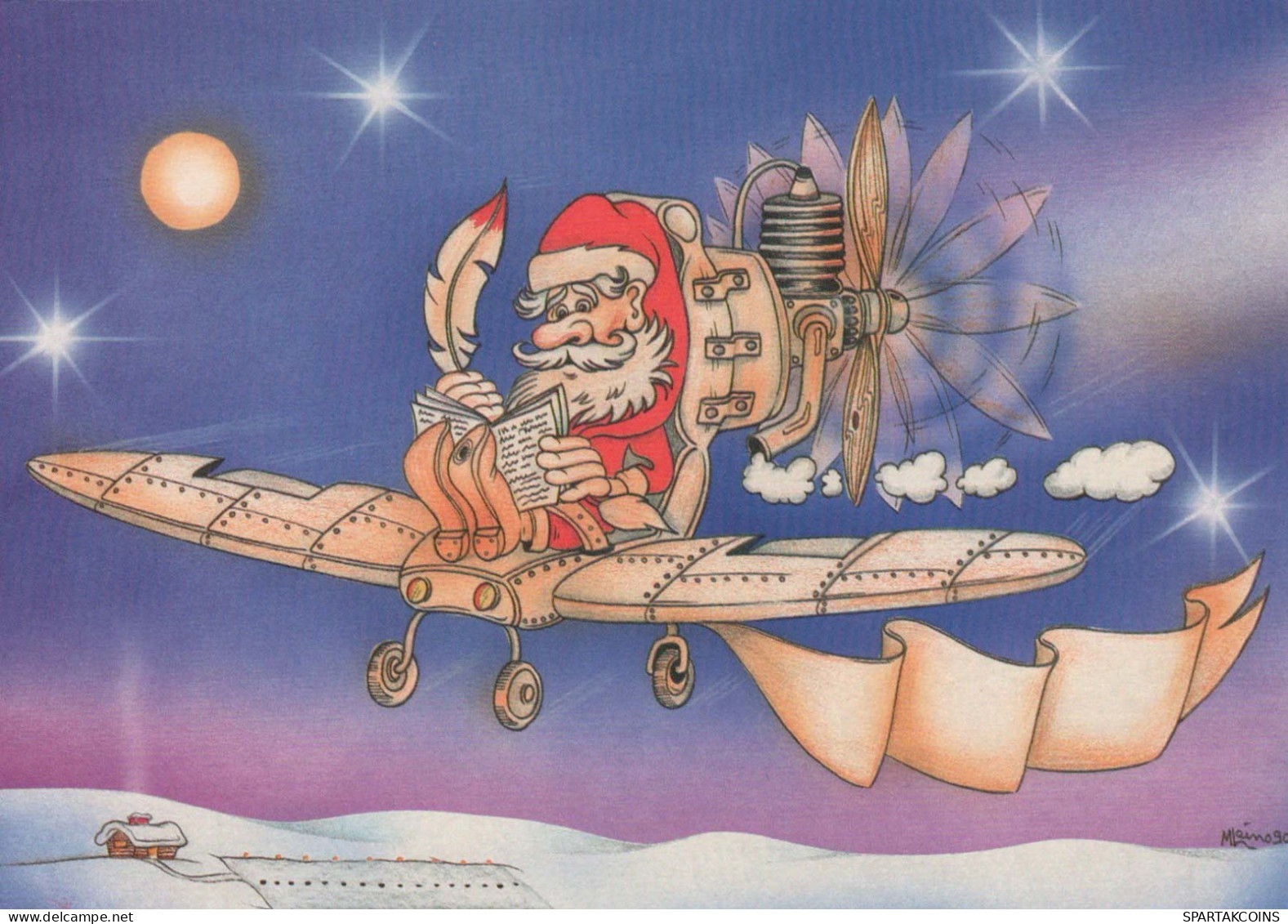 SANTA CLAUS Happy New Year Christmas Vintage Postcard CPSM #PBB237.GB - Santa Claus