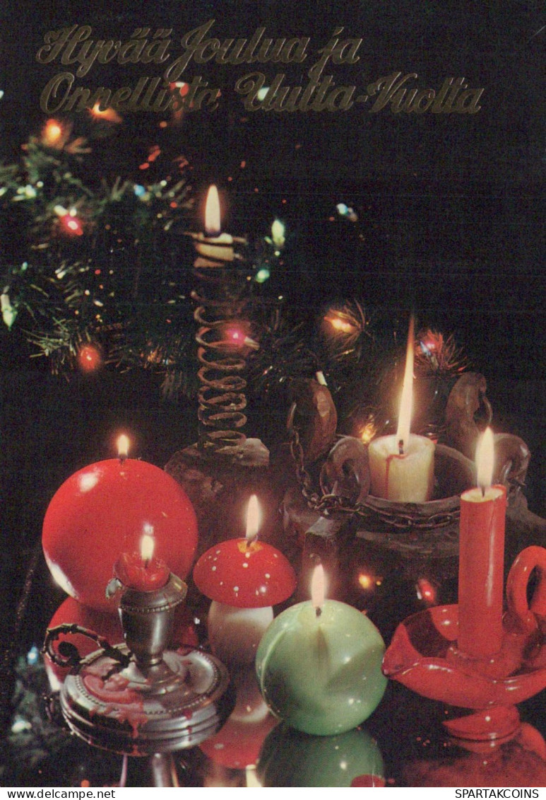 Happy New Year Christmas CANDLE Vintage Postcard CPSM #PAW041.GB - Neujahr