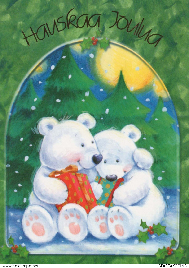 Happy New Year Christmas BEAR Vintage Postcard CPSM #PAU720.GB - Nieuwjaar