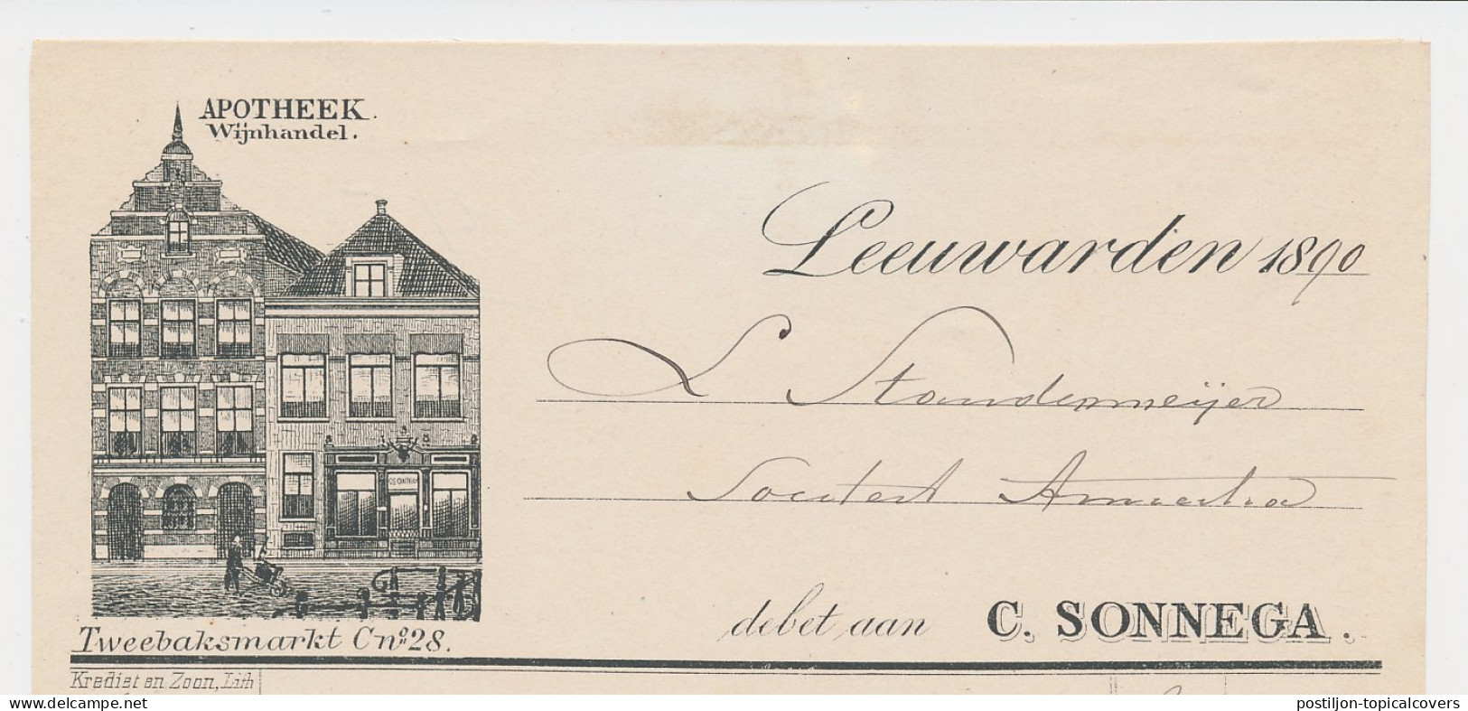 Nota Leeuwarden 1890 - Apotheek - Wijnhandel - Paesi Bassi