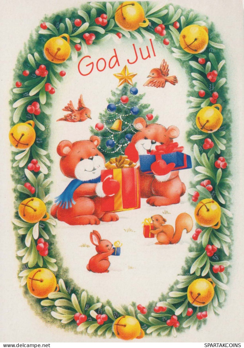 Happy New Year Christmas TEDDY BEAR Vintage Postcard CPSM #PAU853.GB - Nouvel An