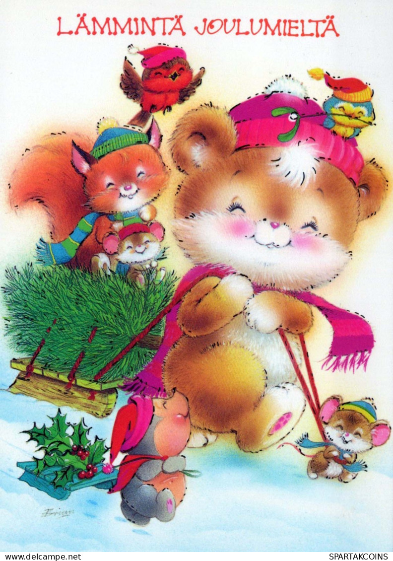 Happy New Year Christmas TEDDY BEAR Vintage Postcard CPSM #PAU653.GB - Nouvel An