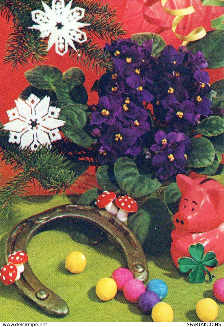 Happy New Year Christmas HORSESHOE Vintage Postcard CPSM #PAT924.GB - Nouvel An