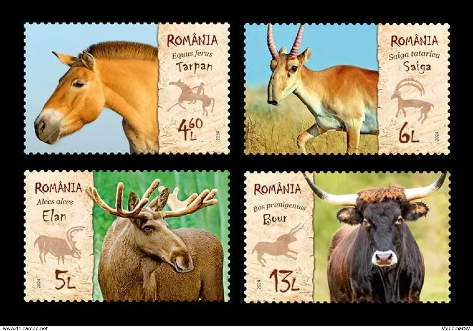 Romania 2024 Mih. 8308/11 Extinct Species Of Romanian Fauna. Wild Horse. Elk. Saiga. Aurochs MNH ** - Nuevos