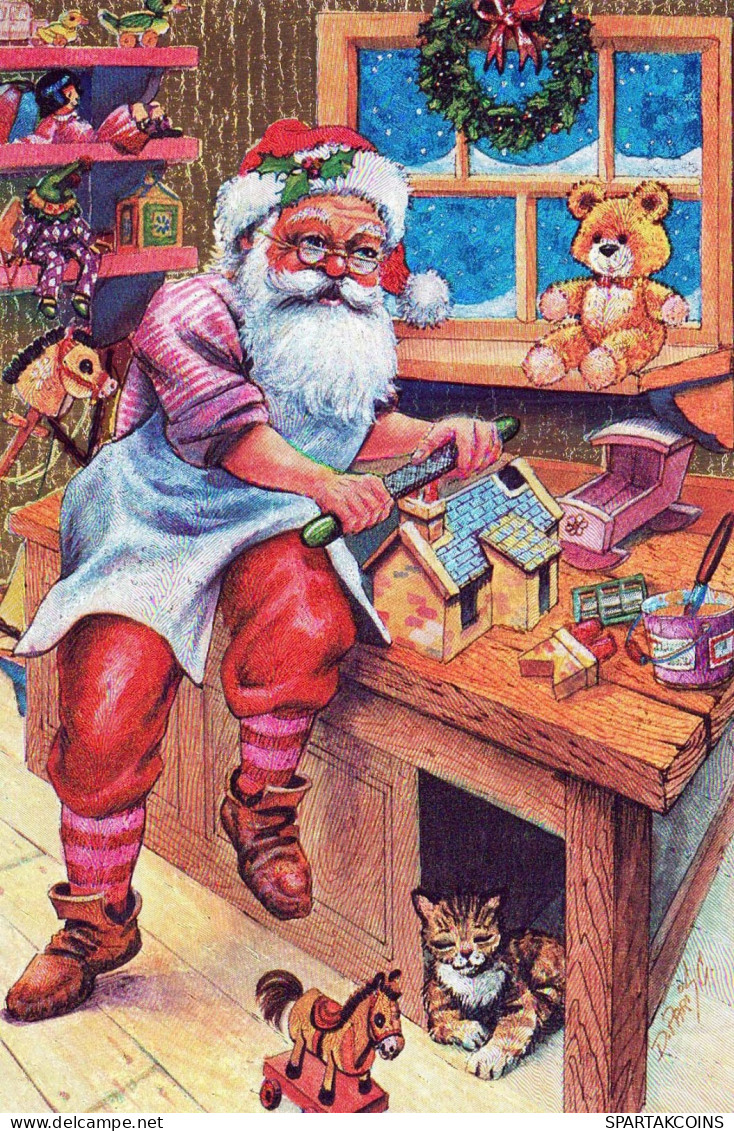 PÈRE NOËL Bonne Année Noël LENTICULAR 3D Vintage Carte Postale CPSM #PAZ084.FR - Santa Claus