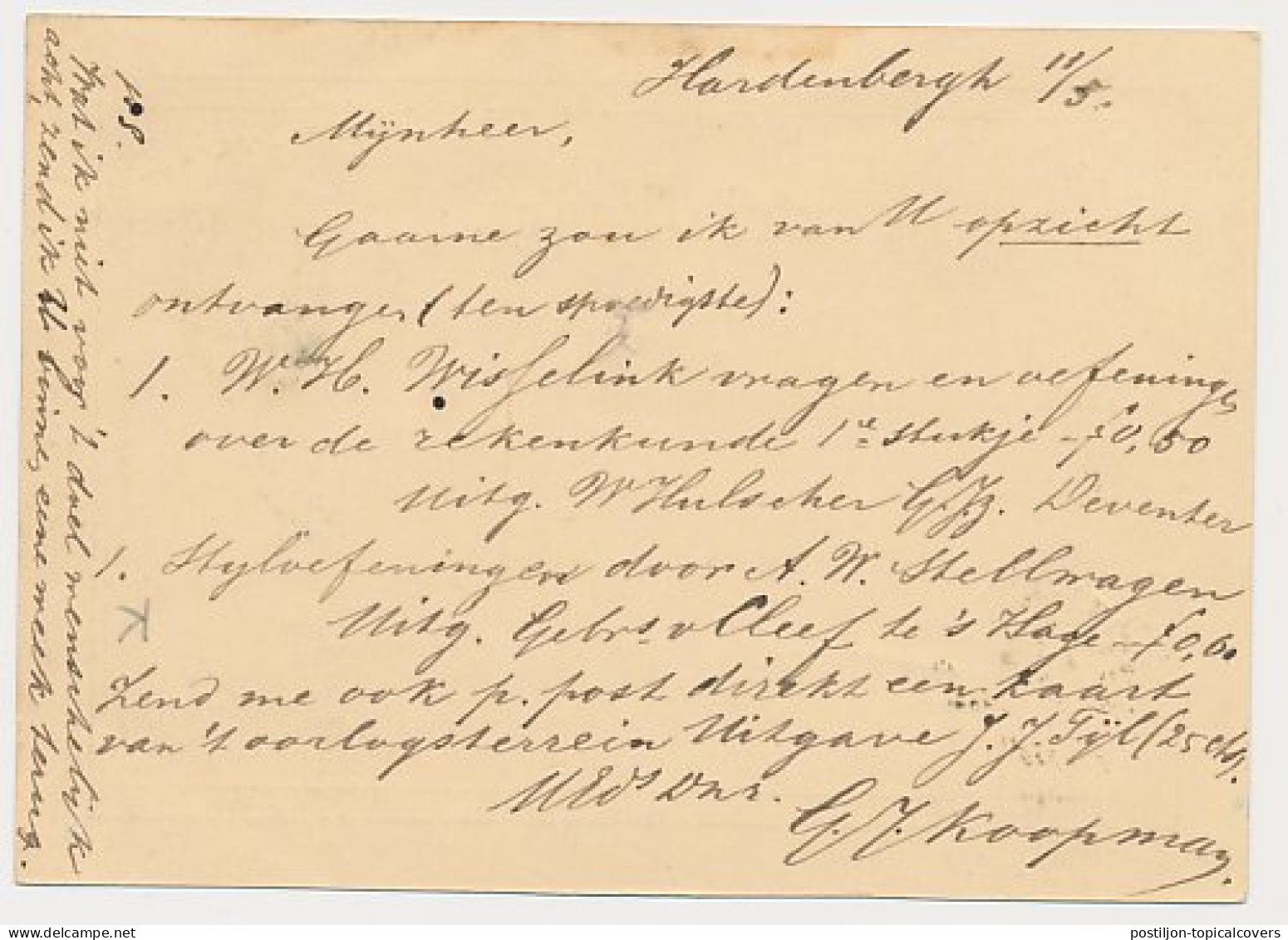 Hardenberg - Trein Takjestempel Zutphen - Leeuwarden 1877 - Brieven En Documenten