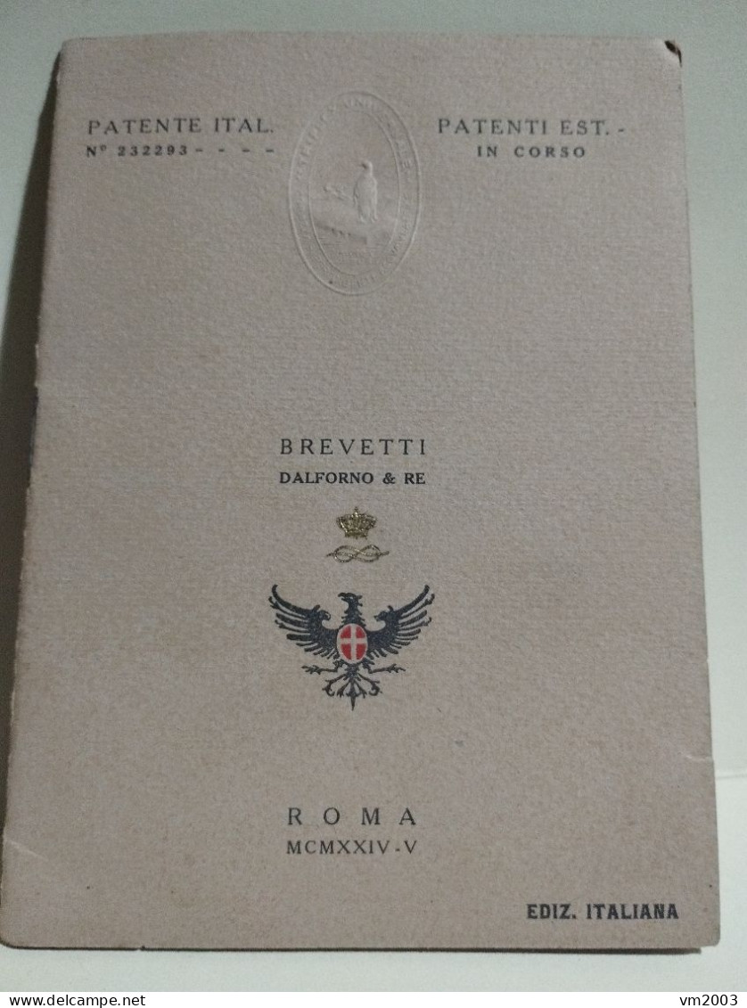 Brochure Advertising Pubblicitario BREVETTI DALFORNO & RE Corazza TRIPLEX UNIVERSALE. Roma 1924-25 - Publicités