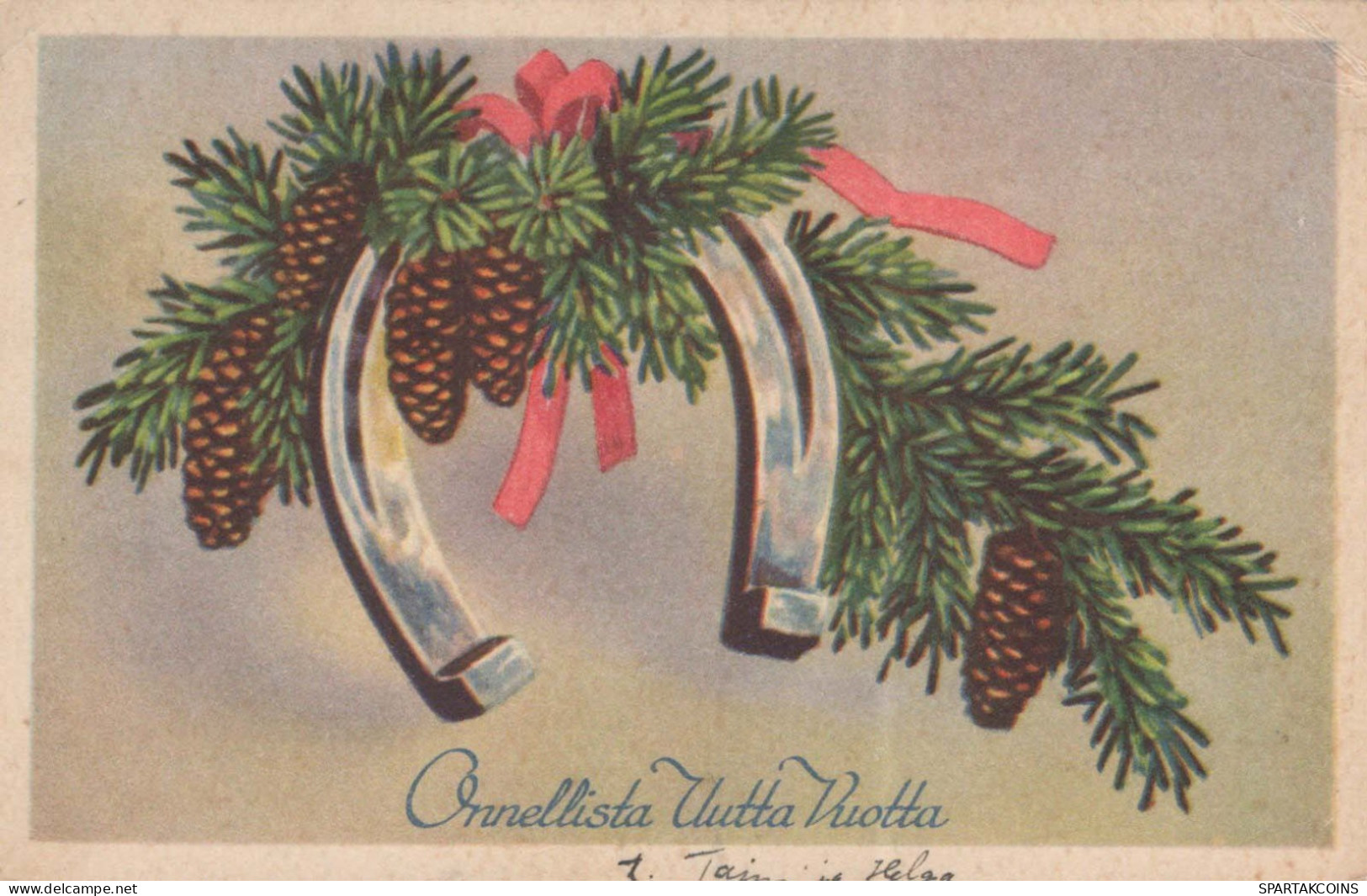 Buon Anno Natale CAVALLOSHOE Vintage Cartolina CPSMPF #PKD711.IT - Nouvel An