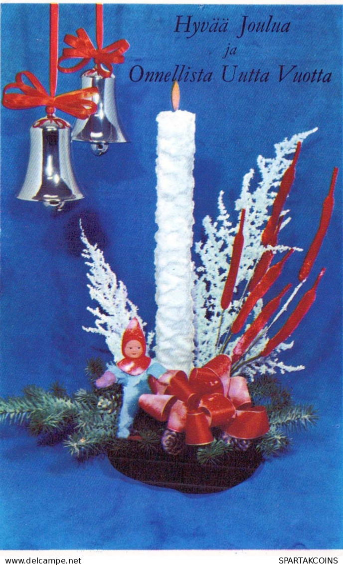 Buon Anno Natale CANDELA Vintage Cartolina CPSMPF #PKD034.IT - Neujahr