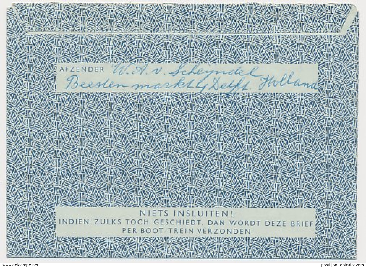 Luchtpostblad G. 3 Delft - Arlington USA 1950  - Postal Stationery