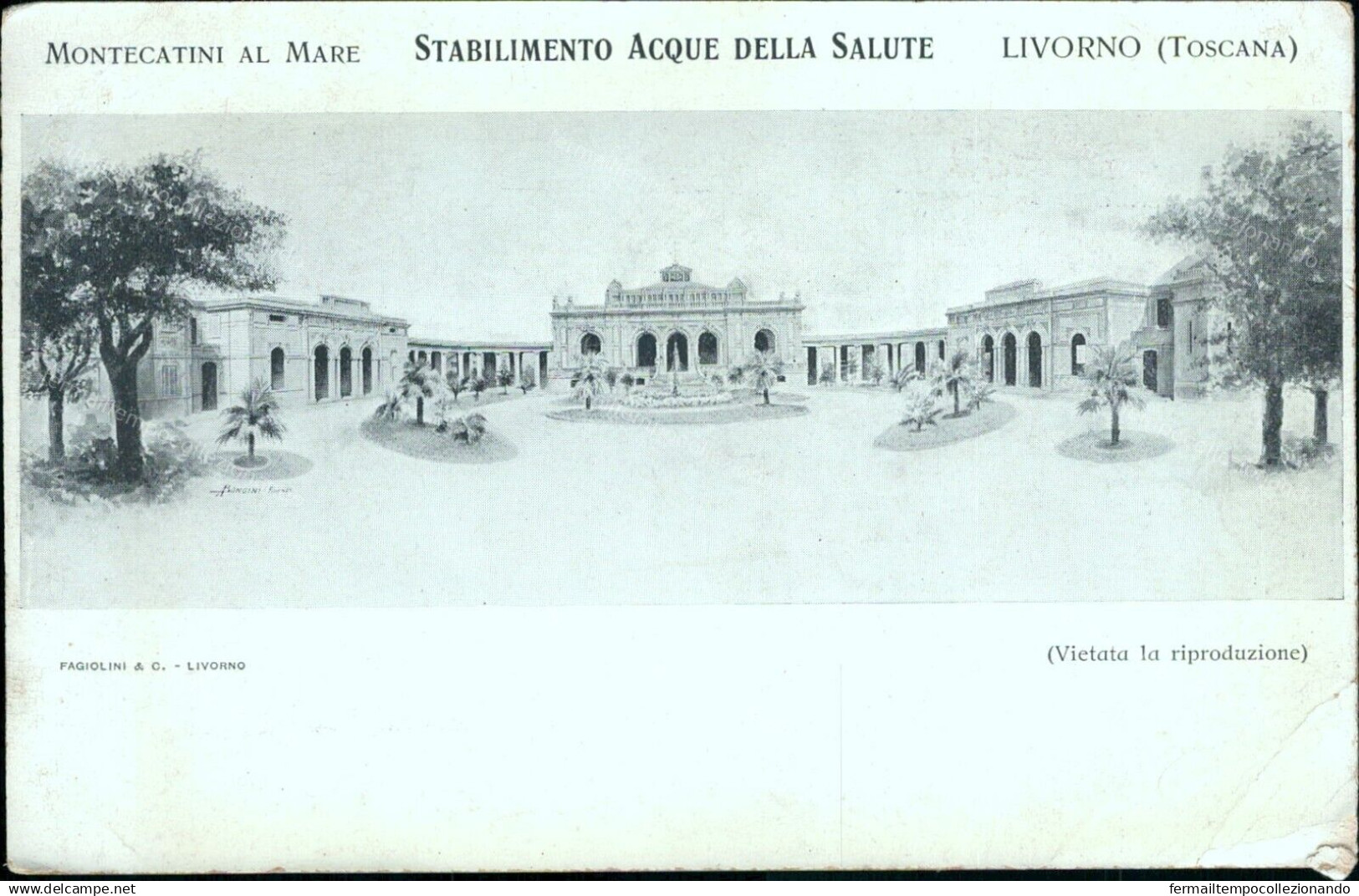 Cs283 Cartolina Montecatini Al Mare Stabilimento Acque Della Salute Pistoia - Pistoia