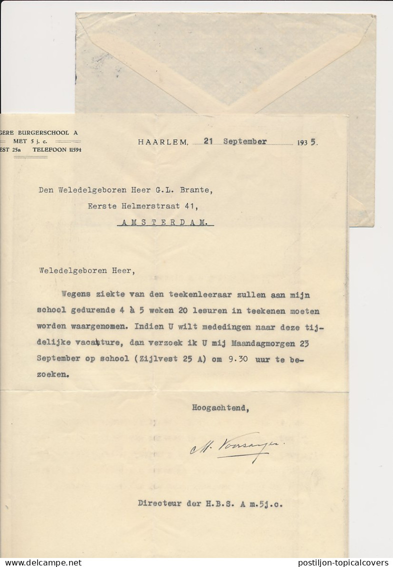 Op Zondag Bestellen - Amsterdam 1935 - Bijgefrankeerd Expresse - Cartas & Documentos
