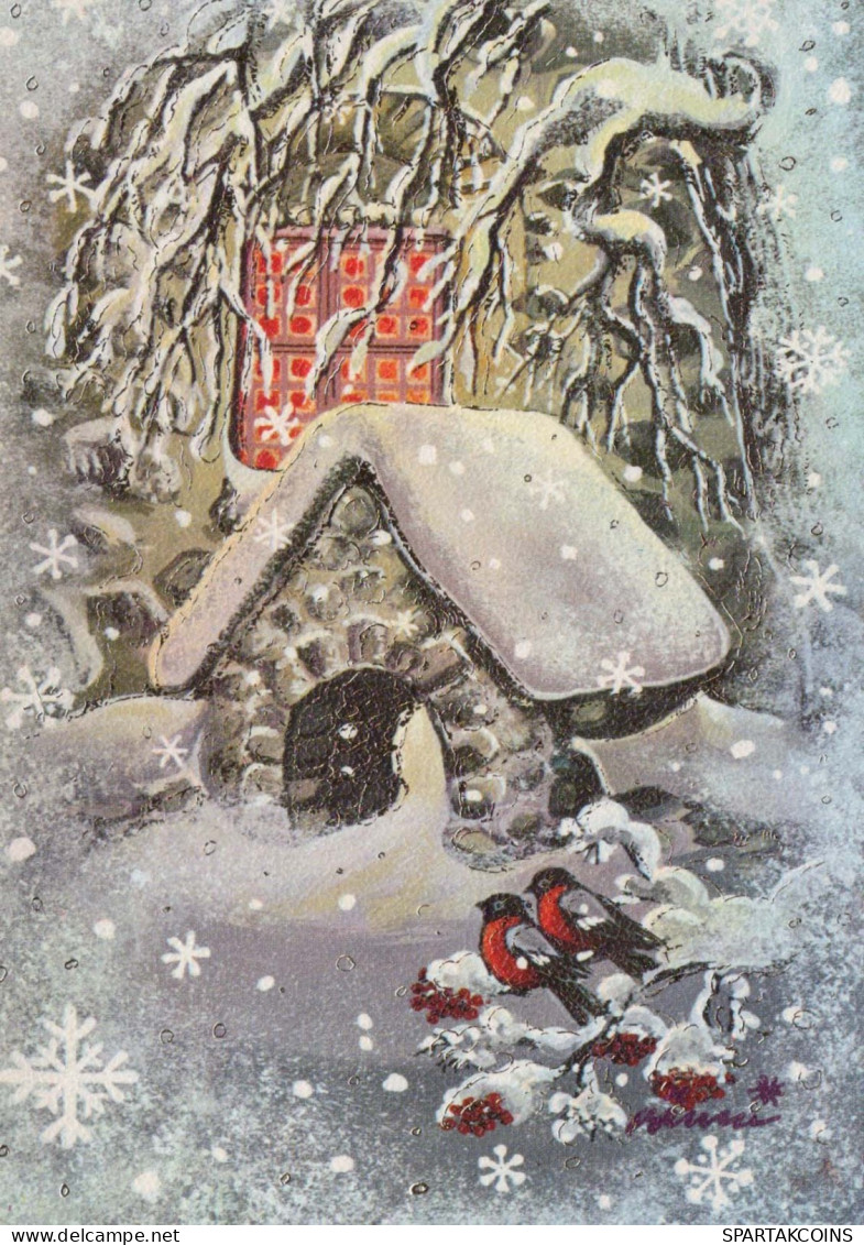 Buon Anno Natale UCCELLO Vintage Cartolina CPSM #PBM773.IT - Neujahr