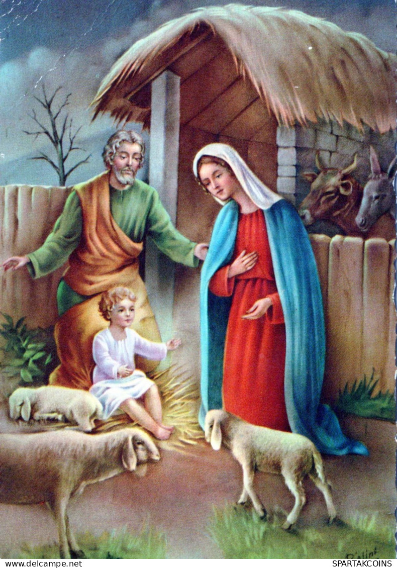 Vergine Maria Madonna Gesù Bambino Natale Religione Vintage Cartolina CPSM #PBB885.IT - Jungfräuliche Marie Und Madona