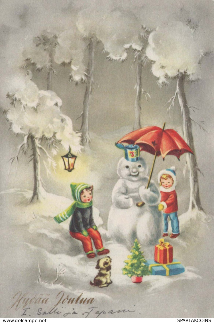 Buon Anno Natale PUPAZZO BAMBINO Vintage Cartolina CPSM #PAZ712.IT - Nouvel An