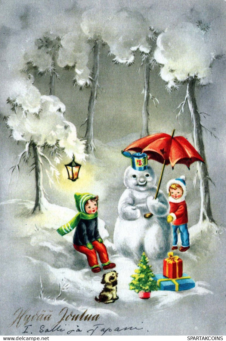 Buon Anno Natale PUPAZZO BAMBINO Vintage Cartolina CPSM #PAZ712.IT - Nouvel An