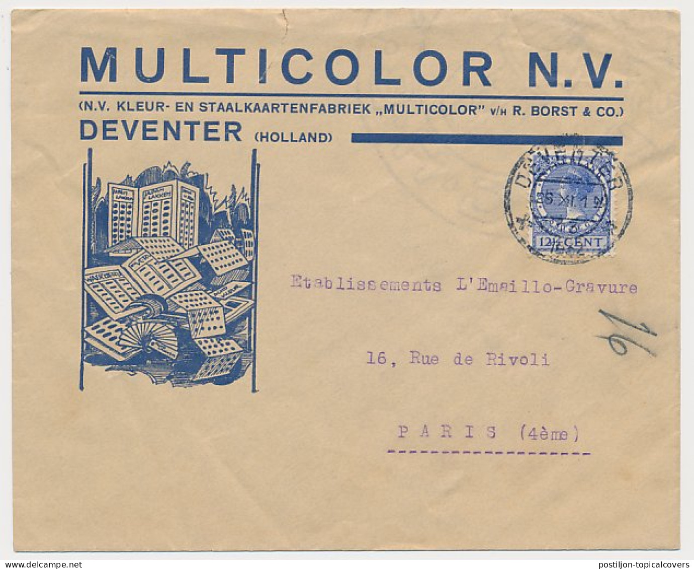 Firma Envelop Deventer 1932 - Kleur- Staalkaartenfabriek - Zonder Classificatie