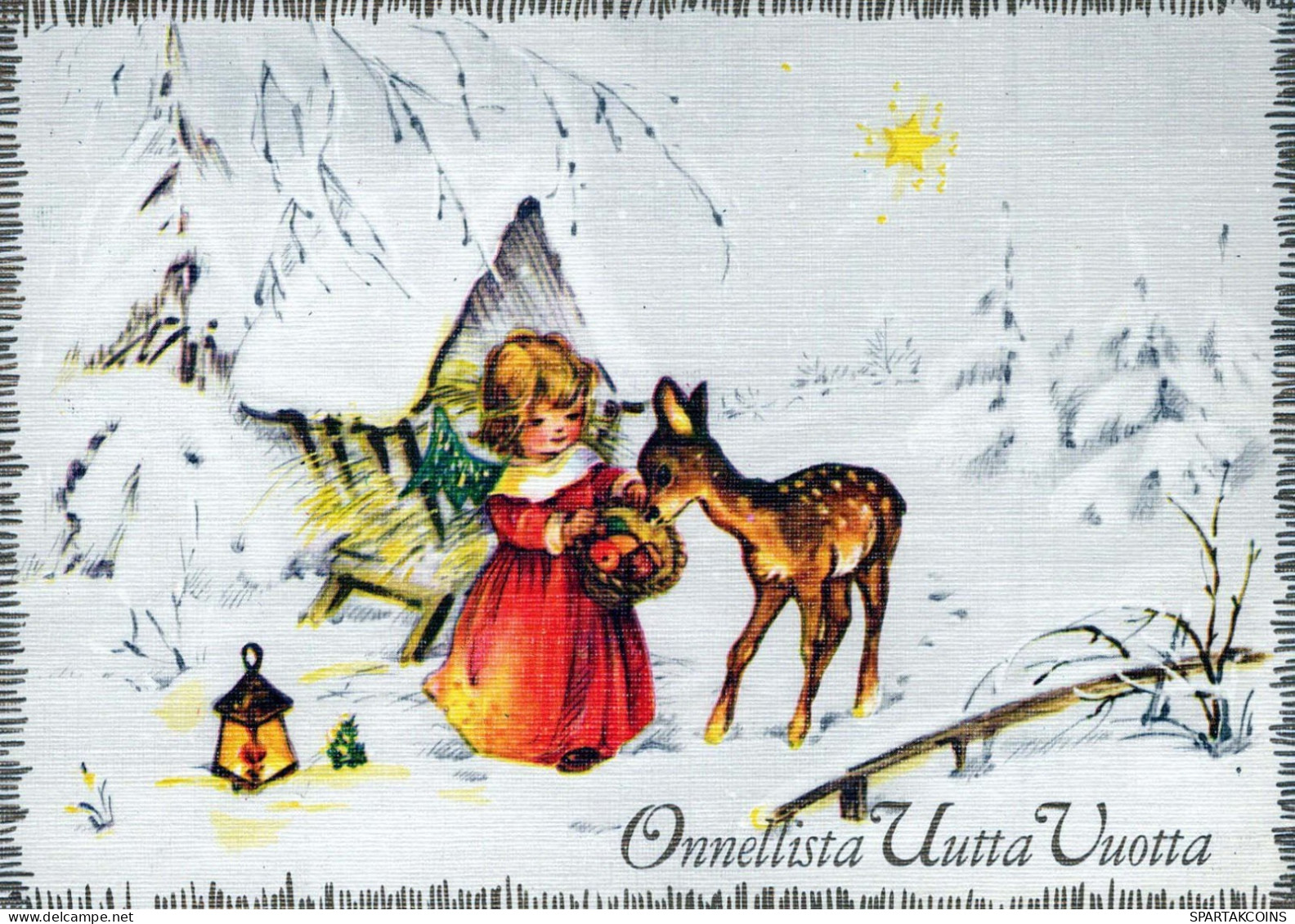Buon Anno Natale BAMBINO CERVO Vintage Cartolina CPSM #PAU051.IT - Nieuwjaar